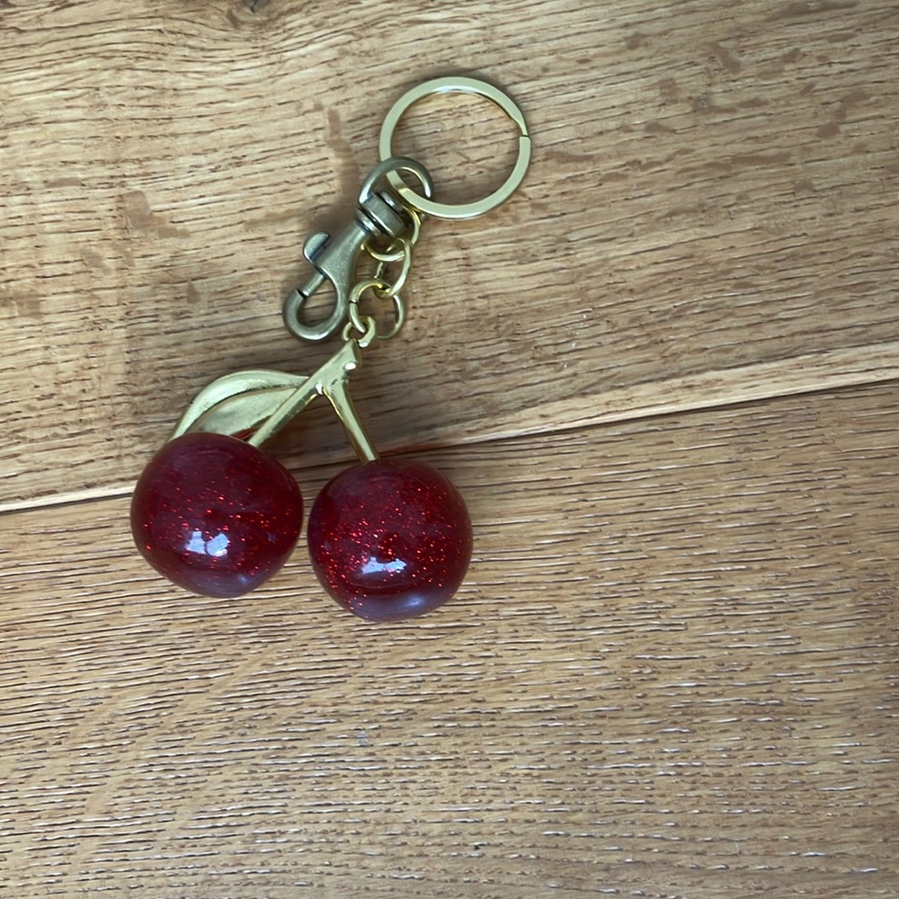 Glossy Red and Gold Cherry Key Holder with  Leaves